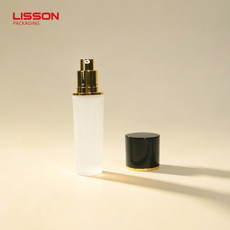 Frosted Glass Serum Bottle with Black Cap