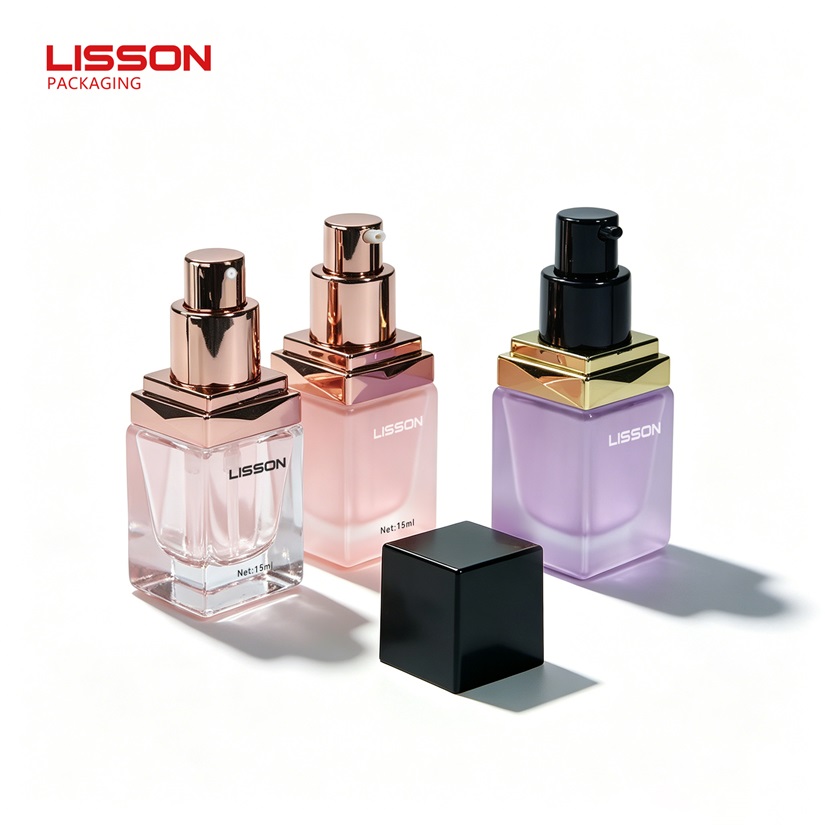 Square Airless Pump Glass Bottle