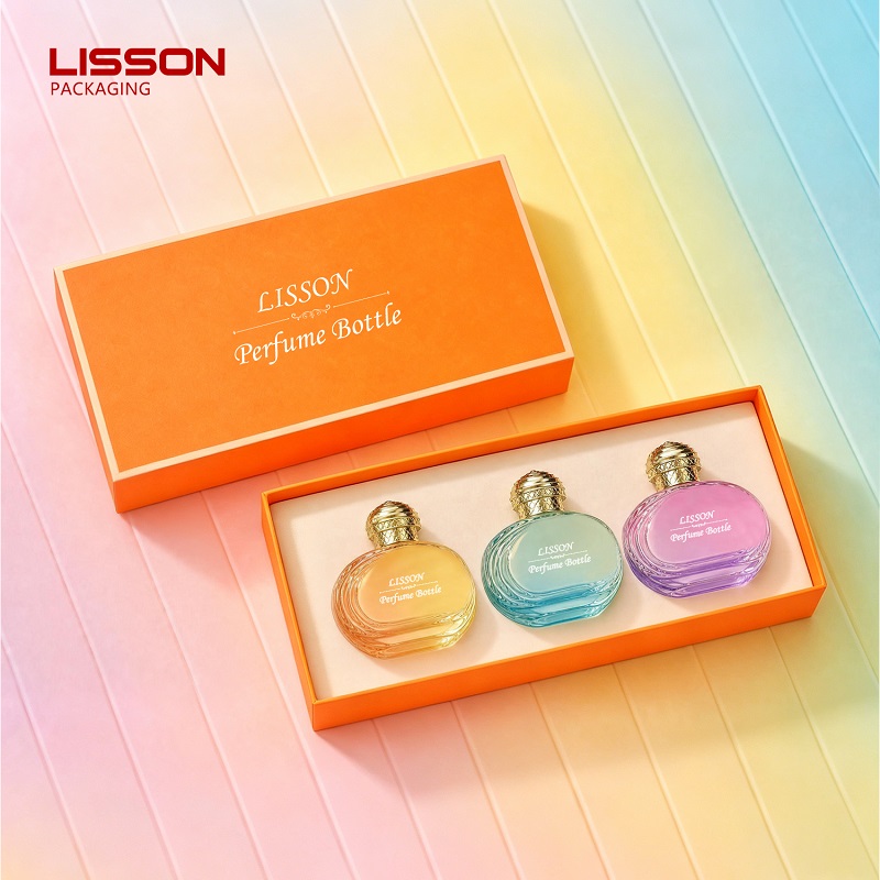 Embossed glass perfume bottle